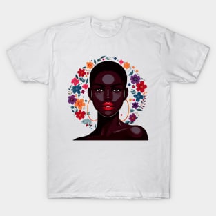 Afrocentric Woman Flowers T-Shirt